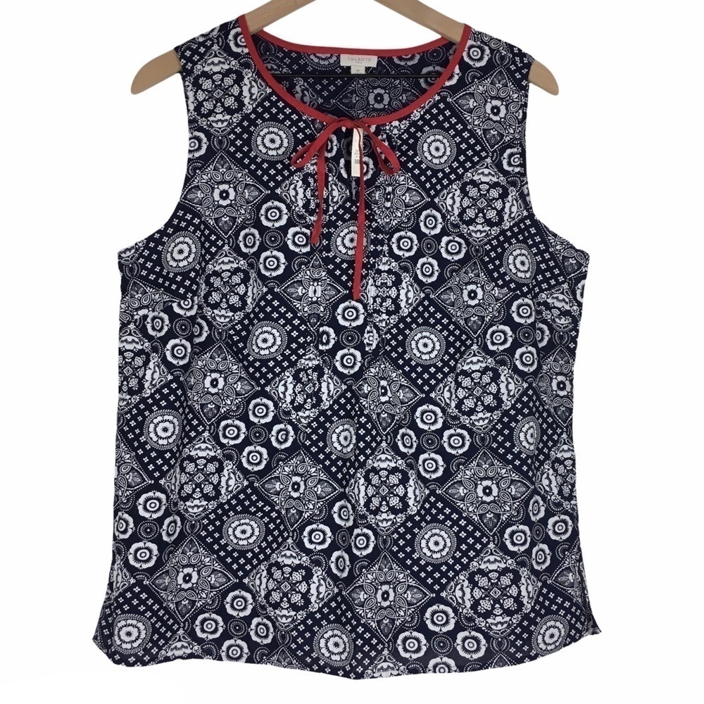 TALBOTS Top Tank Blouse Sleeveless Bandana Print Lightweight Size Medium NWT